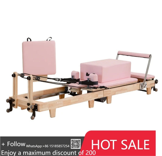 Pilates Reformer – Elite Foldable Reformer (Oak Frame)