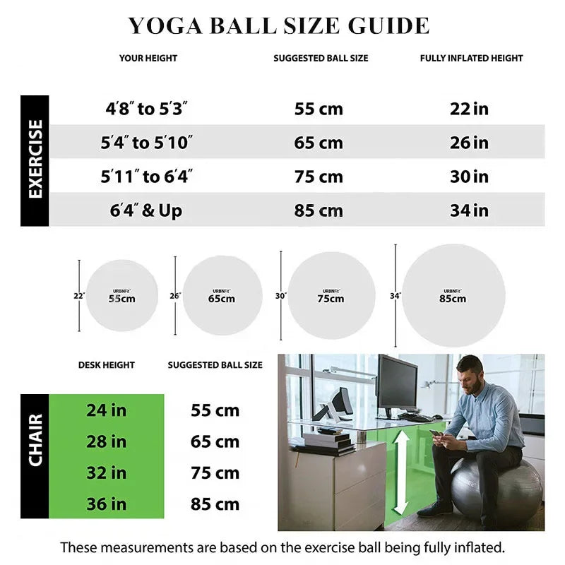Anti-Slip Yoga Balance Ball – PVC Exercise & Office Chair Ball